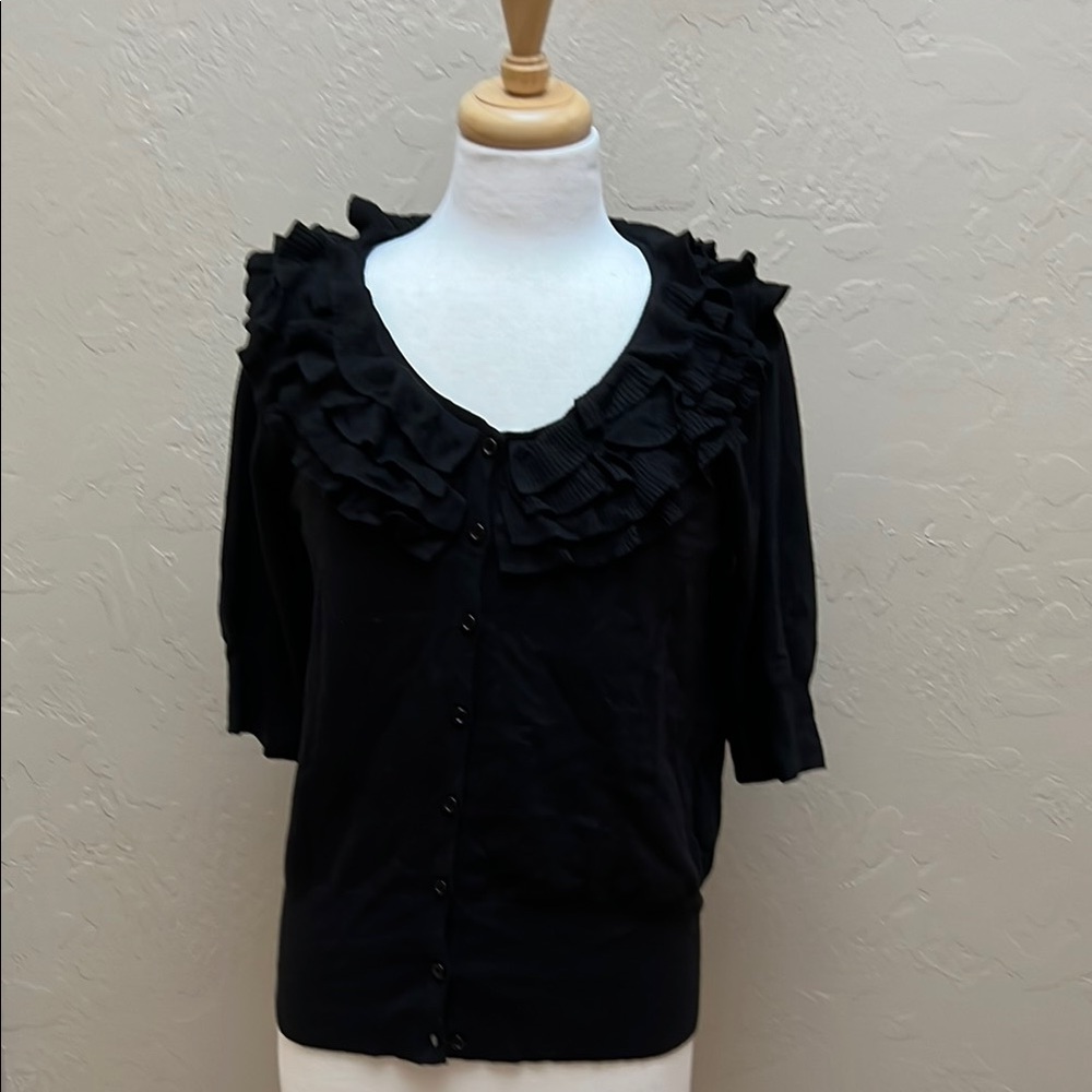 Line The Label Black Ruffled Cardigan XL